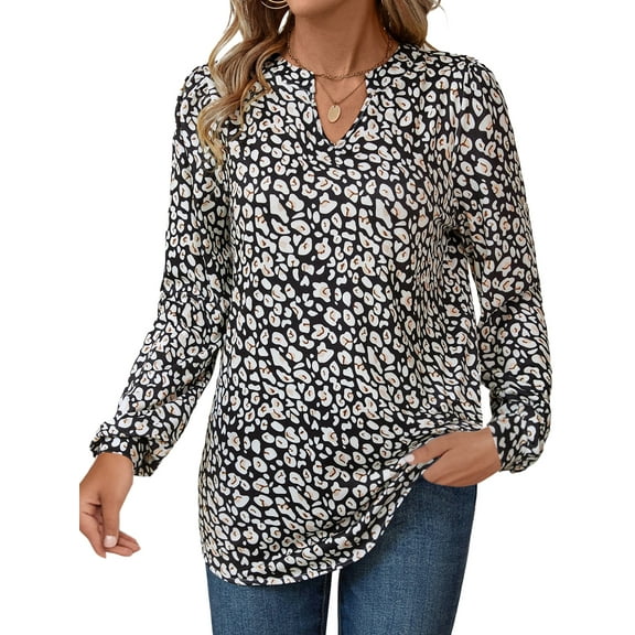 UVN Floral Print Blouses for Women V Neck Long Sleeve Shirts Boho Casual Ladies Tops