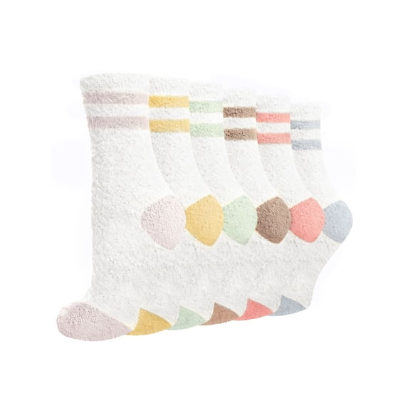 UVN Fuzzy Sock for Women 6 Pairs Warm Soft Plush Sleep Socks Womens Gifts, Size 5-9
