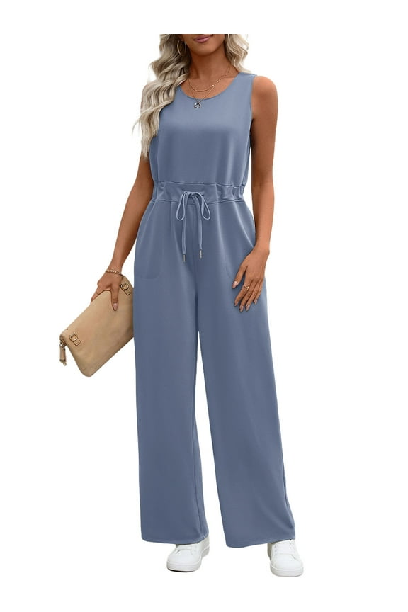 Jumpsuits for women Summer Casual Romper Sleeveless Wide Leg Long Pants Outfits Dressy Woman Clothes