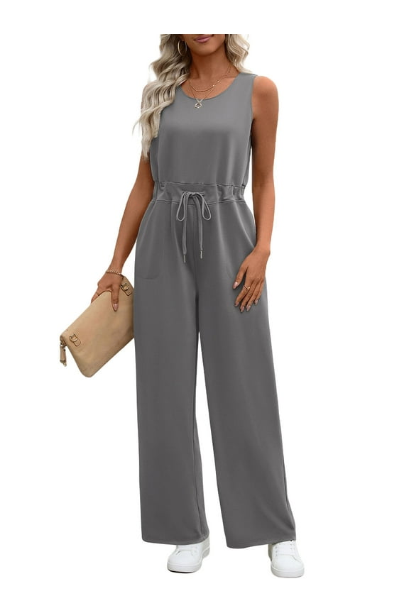 Jumpsuits for women Summer Casual Romper Sleeveless Wide Leg Long Pants Outfits Dressy Woman Clothes