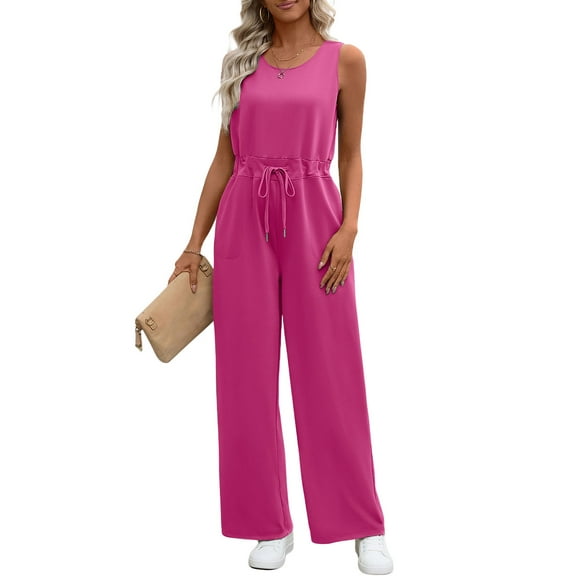 UVN Jumpsuits for women Summer Casual Romper Sleeveless Wide Leg Long Pants Outfits Dressy Woman Clothes