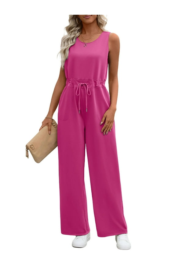 Jumpsuits for women Summer Casual Romper Sleeveless Wide Leg Long Pants Outfits Dressy Woman Clothes