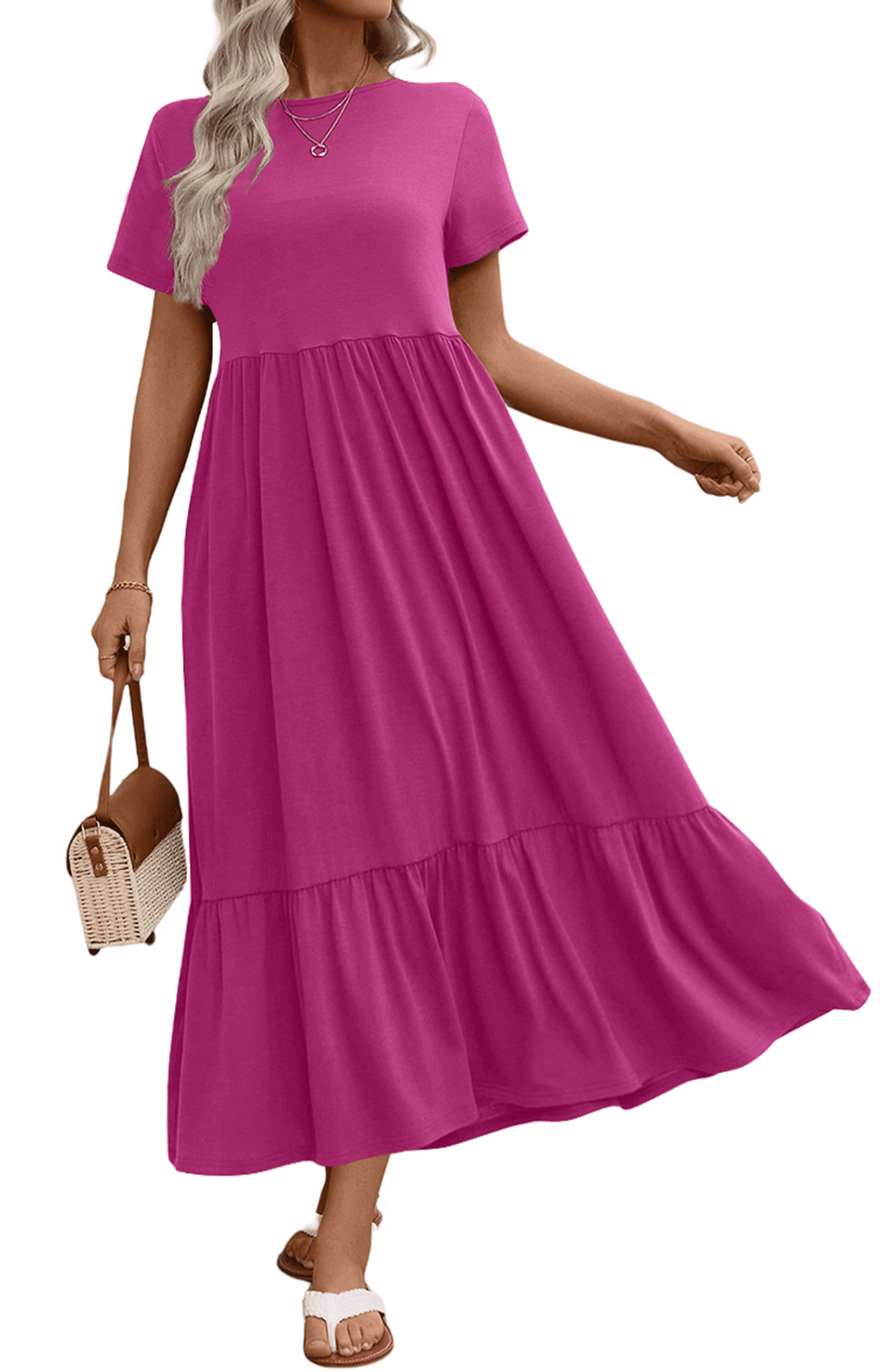 UVN Long Summer Dress for Women Casual Maxi Dress with Pockets Short Sleeve Crewneck - Walmart.com UVN Long Summer Dress for Women Casual Maxi Dress with Pockets Short Sleeve Crewneck - Walmart.com