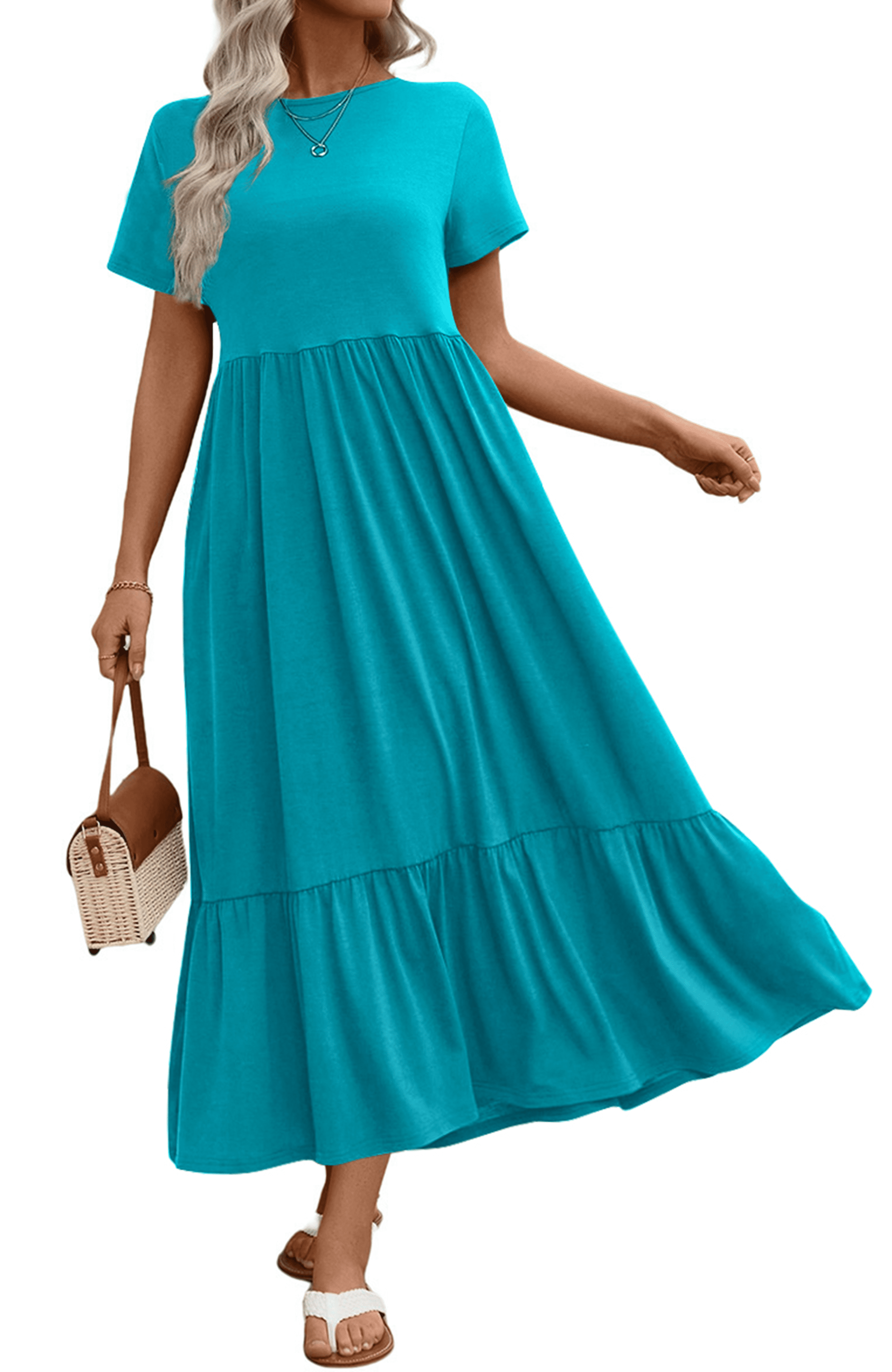 UVN Long Summer Dress for Women Casual Maxi Dress with Pockets Short Sleeve Crewneck - Walmart.com UVN Long Summer Dress for Women Casual Maxi Dress with Pockets Short Sleeve Crewneck - Walmart.com