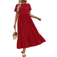 thumbnail image 1 of UVN Long Dresses for Women Summer Short Sleeve Casual Crewneck Maxi Dress with Pockets, 1 of 8