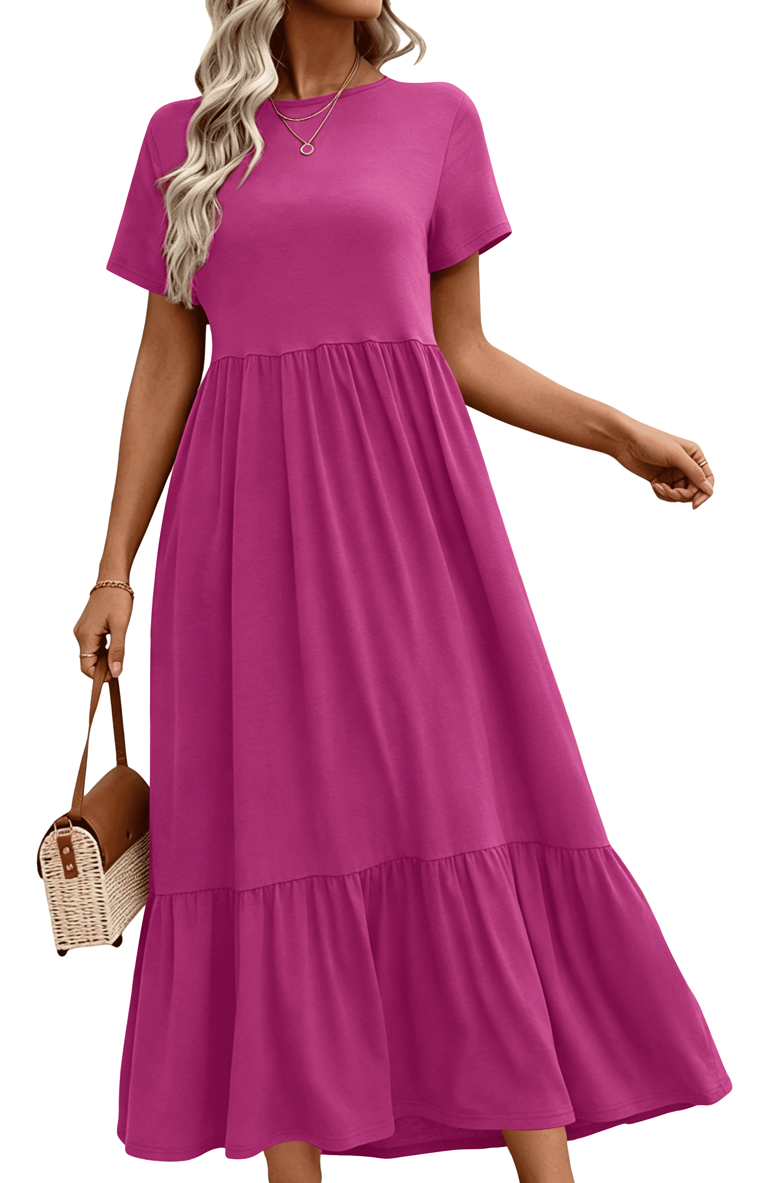 uvn fall long dress walmart Uvn Fall Long Dress for Women Crewneck Casual Long Sleeve Pleated Dresses with Pockets, Women's, Size: 2XL, Blue