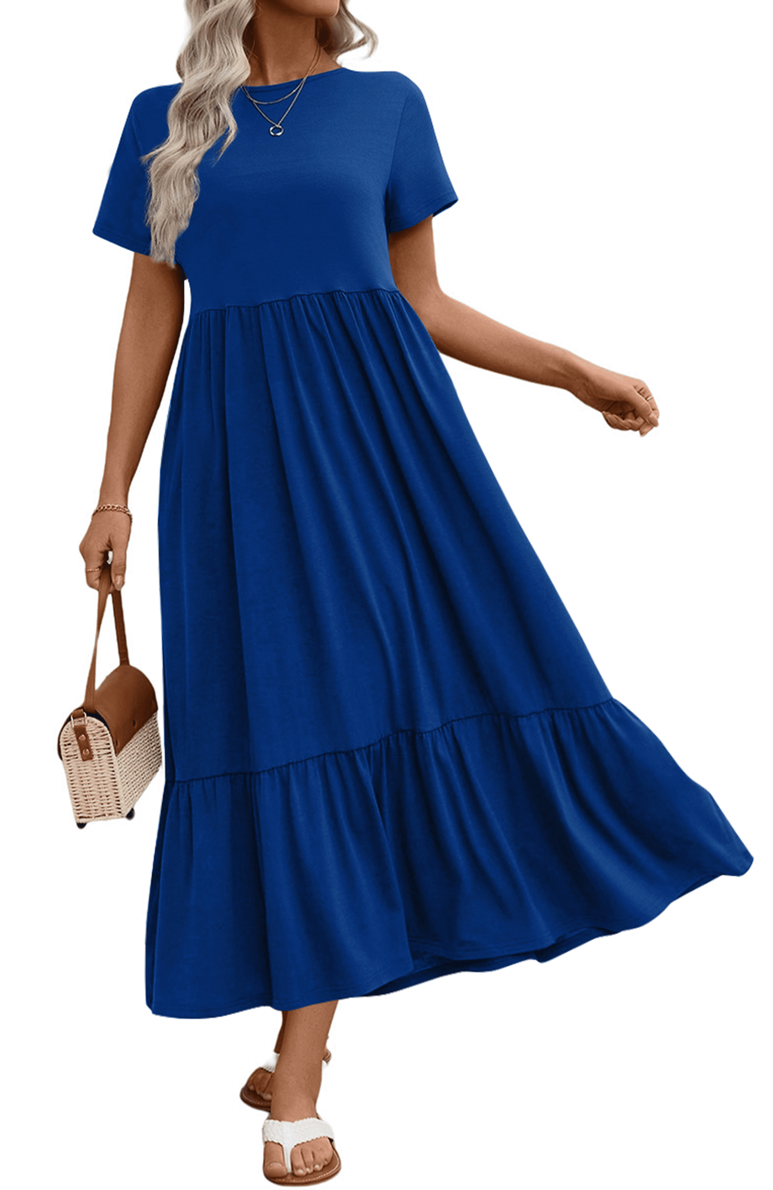 chinese dress ladies BBLG Solid Lace Inset Maxi Dress with Pockets – PAPILLON CLOTHING main image 1