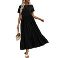 thumbnail image 1 of UVN Long Dresses for Women Summer Short Sleeve Casual Crewneck Maxi Dress with Pockets, 1 of 8