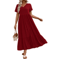 thumbnail image 1 of UVN Long Dresses for Women Summer Short Sleeve Casual V Neck Maxi Dress with Pockets, 1 of 8