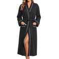 thumbnail image 1 of UVN Long Robes for Women Long Sleeve Kimono Bathrobe Waffle Knit Wrap Robe Soft Cozy Lightweight Sleepwear Nightgown with Pockets, 1 of 9