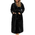 thumbnail image 1 of UVN Valentine's Day Long Robes for Women Winter Plush Fleece Hooded Bathrobe Soft Cozy Fluffy Sleepwear Nightgown with Pockets, 1 of 11