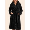 thumbnail image 1 of UVN Long Robes for Women Winter Plush Fleece Hooded Bathrobe Soft Cozy Fluffy Sleepwear Nightgown with Pockets, 1 of 12