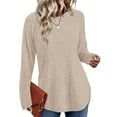 thumbnail image 1 of UVN Long Sleeve Shirt for Women Fall Casual Blouses Ladies Loose Fit Crew Neck Tunic Tops, 1 of 11