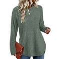 thumbnail image 1 of UVN Long Sleeve Shirt for Women Fall Casual Blouses Ladies Loose Fit Crew Neck Tunic Tops, 1 of 11