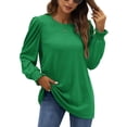 thumbnail image 1 of UVN Long Sleeve Shirts for Women Blouse Casual Puff Sleeve Crewneck Fall Shirt Tunic Tops, 1 of 9