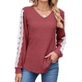 thumbnail image 1 of UVN Long Sleeve Shirts for Women Fall V Neck Lace Blouses Casual Dressy Tunic Pullover Sweaters Tops, 1 of 8
