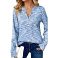 thumbnail image 1 of UVN Long Sleeve Shirts for Women Fall V Neck Waffle Knit Blouses Dressy Casual Tunic Tops Ladies Work Clothes, 1 of 8