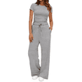 thumbnail image 1 of UVN Summer 2 Piece Outfit Set for Women Ruched Short Sleeve Tops and Wide Leg Pants with Pockets Casual Tracksuit Sets Ladies Loungewear, 1 of 10