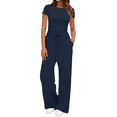 thumbnail image 1 of UVN Summer 2 Piece Outfit Set for Women Ruched Short Sleeve Tops and Wide Leg Pants with Pockets Casual Tracksuit Sets Ladies Loungewear, 1 of 9