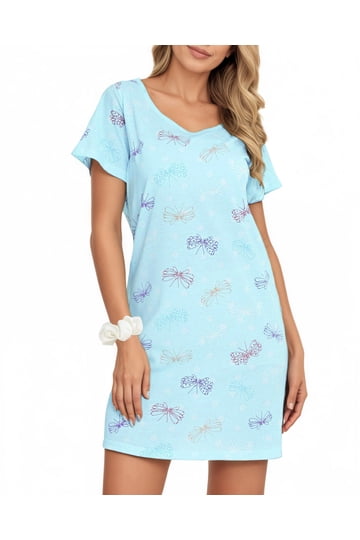 white christmas dresses Women's V-Neck Bamboo Sleep Night Shirt Dress Jersey Nightgown – Latuza main image 1