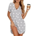 thumbnail image 1 of UVN Nightgown for Women Short Sleeve Sleepshirt Ladies V-Neck Sleepwear Soft Pajama Dress, 1 of 9