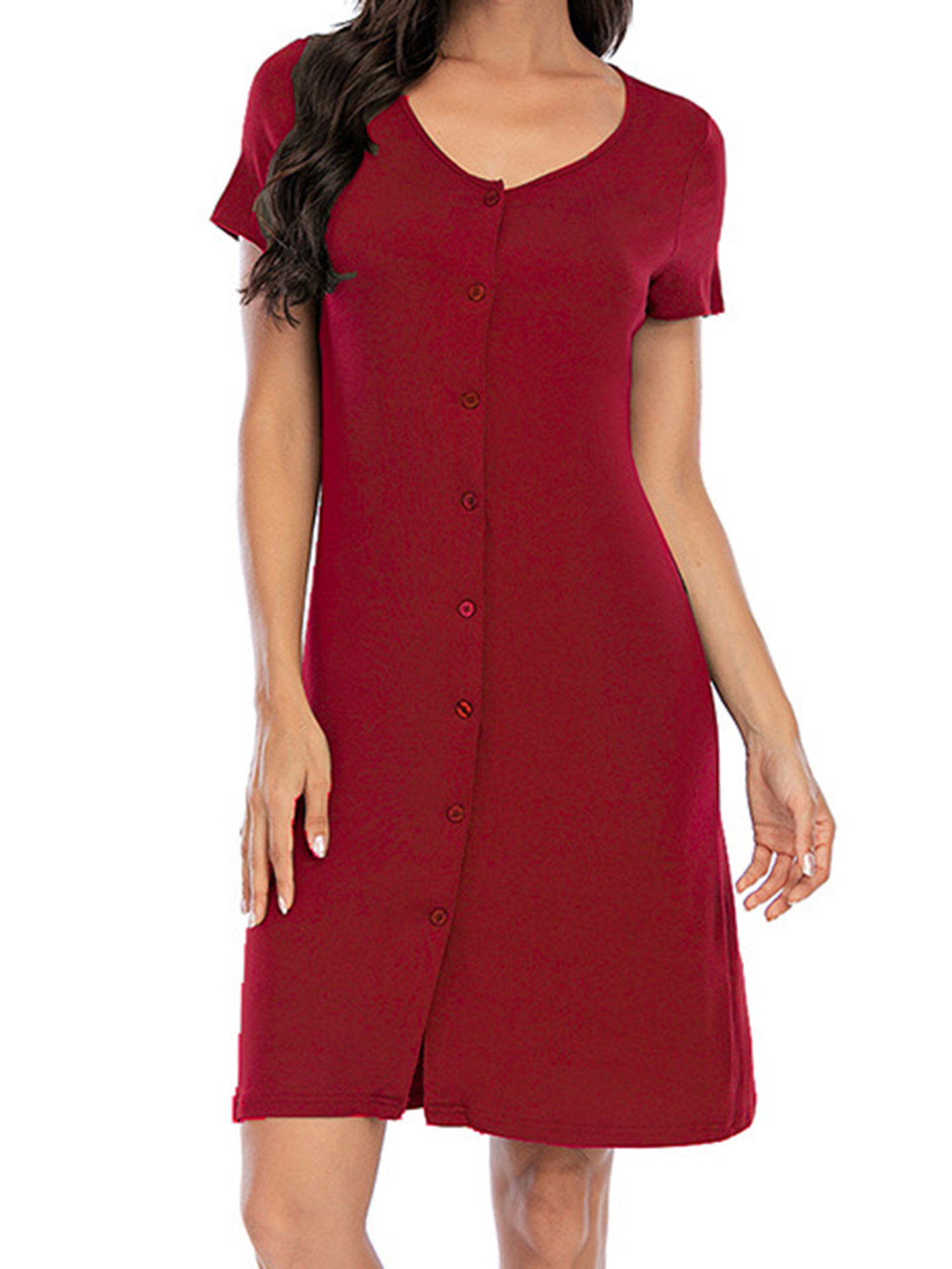 UVN Nightgowns for Women Button Down Nightshirts Short Sleeve Sleepwear