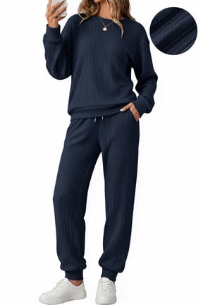 Outfit Set for Women Long Sleeve Tops and Jogger Pants 2 Piece Matching Set with Pockets
