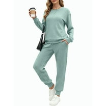 UVN Outfit Set for Women Long Sleeve Tops and Jogger Pants 2 Piece Matching Set with Pockets