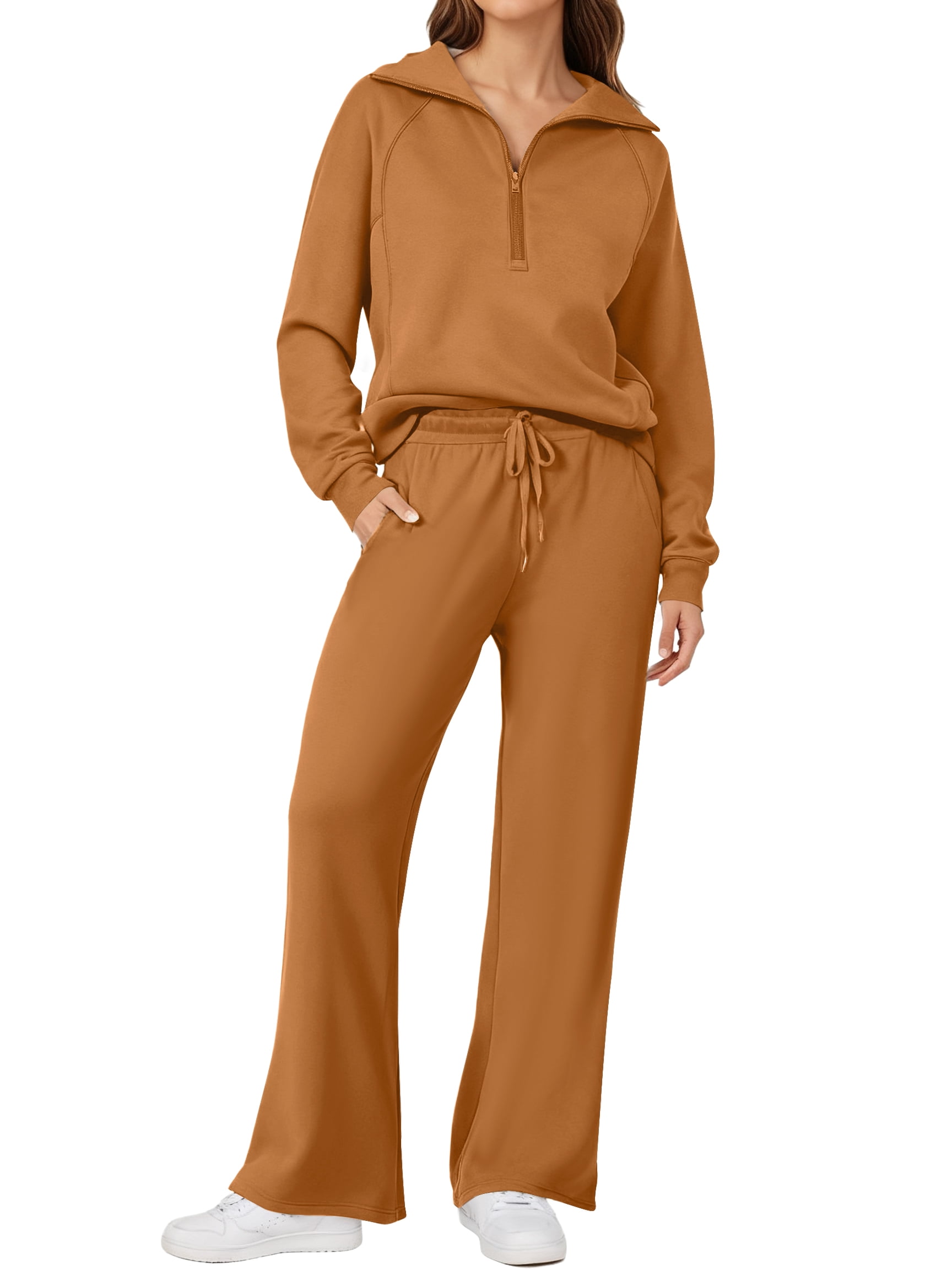 Walmart Deal of Walmart Black Friday Deals 2025 - UVN Outfit Sets for Women 2 Piece Sets Winter Casual Tracksuit Long Sleeve Lounge Set Outfits with Pockets