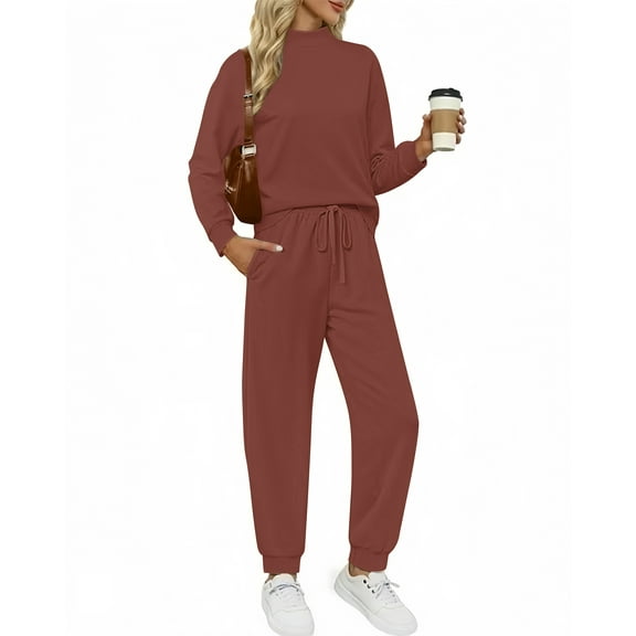 UVN Outfit Sets for Women Fall Winter Long Sleeve Tops And Long Pants Sweatsuits Casual 2 Piece Tracksuit Lounge Set