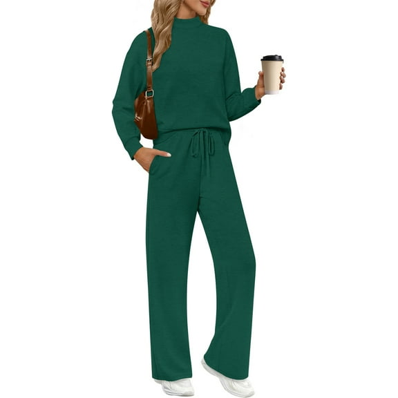 UVN Outfit Sets for Women Fall Winter Long Sleeve Tops And Long Pants Sweatsuits Casual 2 Piece Tracksuit Lounge Set