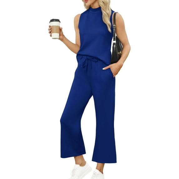 UVN Outfit Sets for Women Summer Sleeveless Tops And Pants Sweatsuits Casual 2 Piece Tracksuit Lounge Set