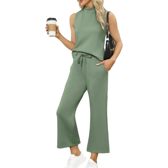 UVN Outfit Sets for Women Summer Sleeveless Tops And Pants Sweatsuits Casual 2 Piece Tracksuit Lounge Set
