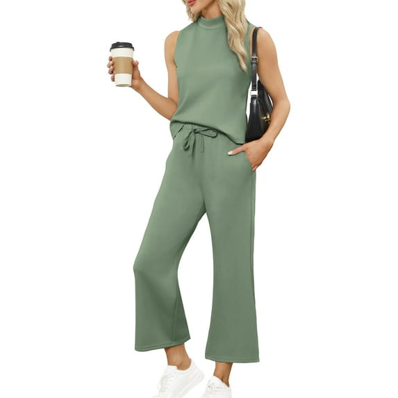 UVN Outfit Sets for Women Summer Sleeveless Tops And Pants Sweatsuits Casual 2 Piece Tracksuit Lounge Set