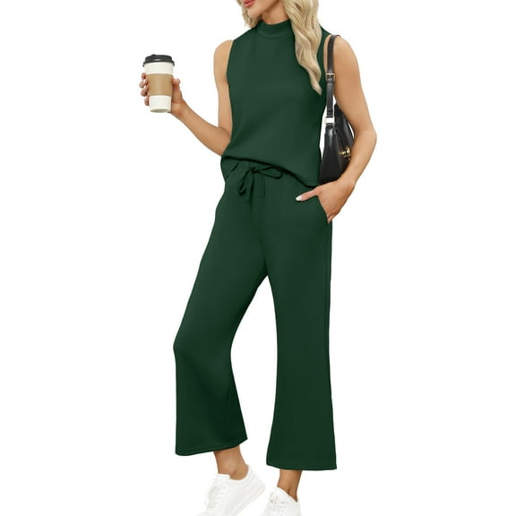 UVN Outfit Sets for Women Summer Sleeveless Tops And Pants Sweatsuits Casual 2 Piece Tracksuit Lounge Set