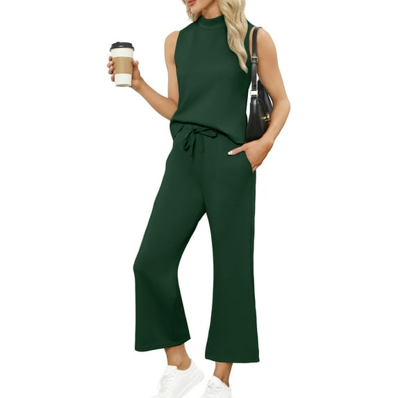 UVN Outfit Sets for Women Summer Sleeveless Tops And Pants Sweatsuits Casual 2 Piece Tracksuit Lounge Set