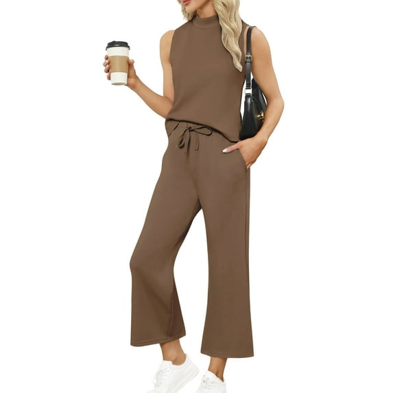 UVN Outfit Sets for Women Summer Sleeveless Tops And Pants Sweatsuits Casual 2 Piece Tracksuit Lounge Set