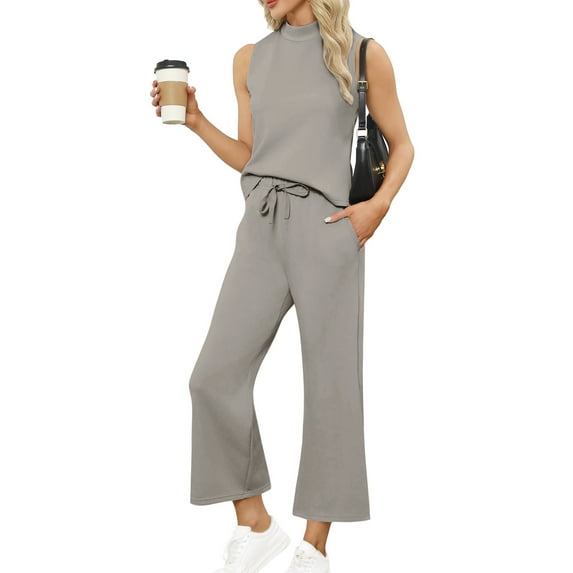 UVN Outfit Sets for Women Summer Sleeveless Tops And Pants Sweatsuits Casual 2 Piece Tracksuit Lounge Set