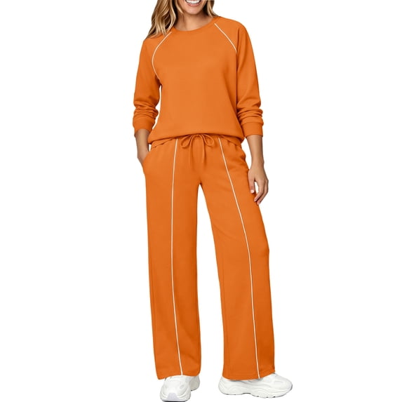 UVN Outfits Sets for Women Two Piece Sweatshirts Lounge Sets Long Sleeve Tops and Wide Leg Pants Fall Casual Tracksuit Matching Sets with Pockets