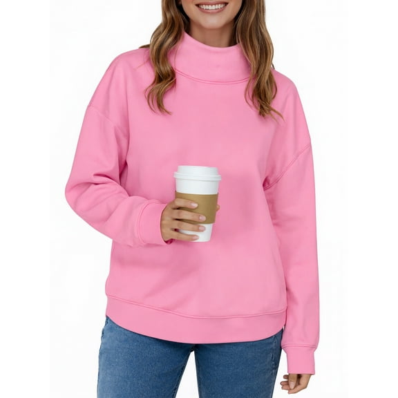 UVN Oversized Sweatshirts for Women Winter Long Sleeve Turtleneck Hoodies Ladies Pullover Fall Tops