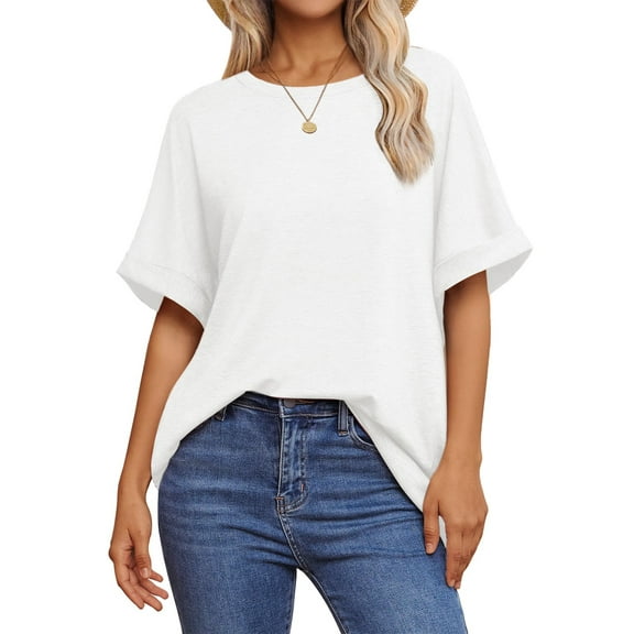 UVN Oversized T Shirt for Women Summer Casual Short Sleeve Tee Ladies Loose Crewneck Tops