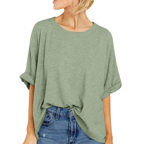 Oversized T Shirt for Women Summer Casual Short Sleeve Tee Ladies Loose Crewneck Tops