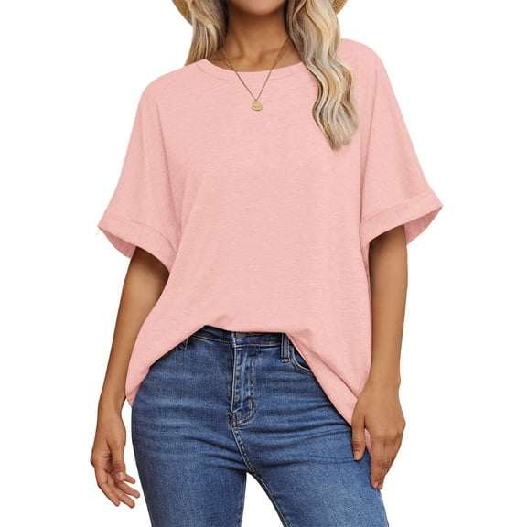 UVN Oversized T Shirt for Women Summer Casual Short Sleeve Tee Ladies Loose Crewneck Tops