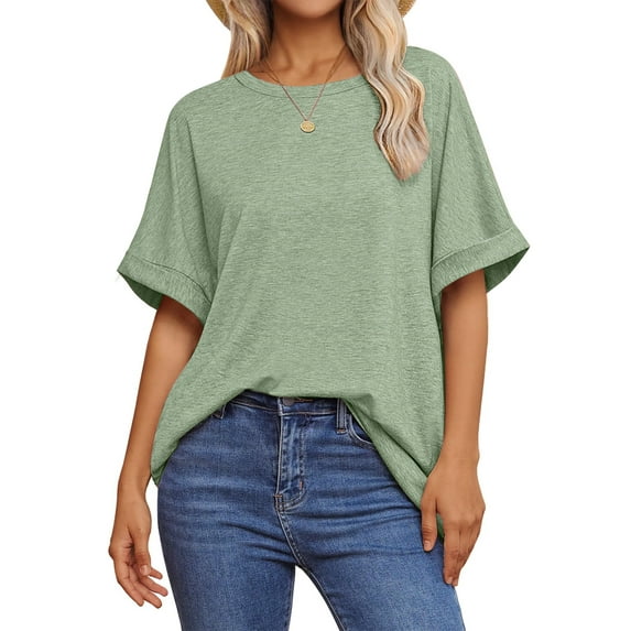 UVN Oversized T Shirt for Women Summer Casual Short Sleeve Tee Ladies Loose Crewneck Tops