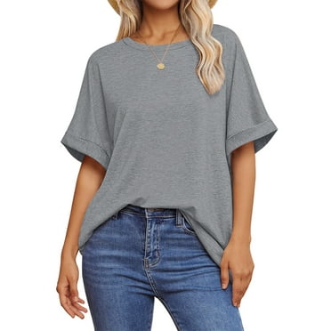 UVN Oversized T Shirt for Women Summer Casual Short Sleeve Tee Ladies Loose Crewneck Tops