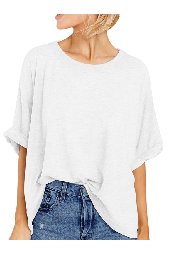 Oversized T Shirt for Women Summer Casual Short Sleeve Tee Ladies Loose Crewneck Tops