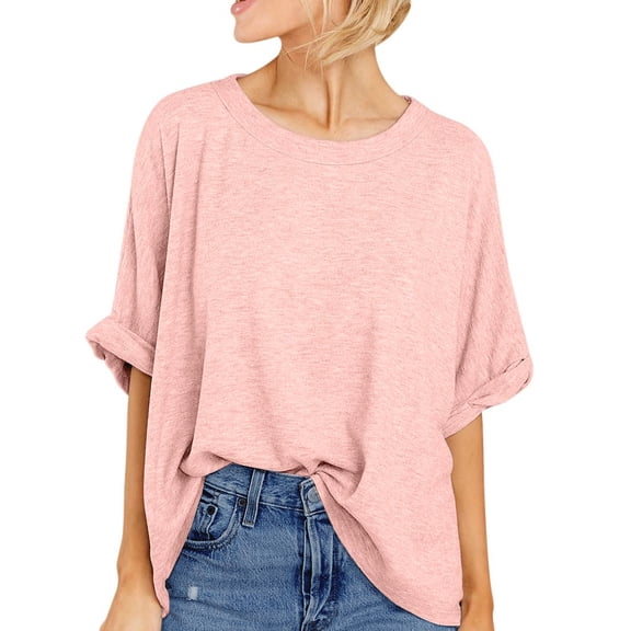 UVN Oversized T Shirt for Women Summer Casual Short Sleeve Tee Ladies Loose Crewneck Tops