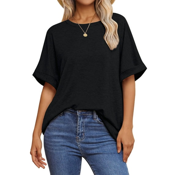 UVN Oversized T Shirt for Women Summer Casual Short Sleeve Tee Ladies Loose Crewneck Tops