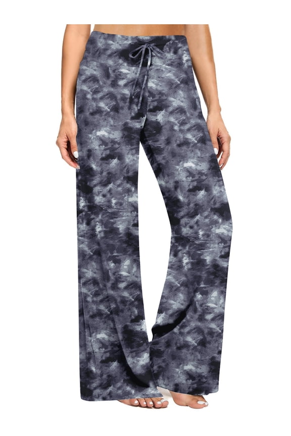 Pajama Pants for Women Casual Wide Leg Lounge Yoga Pants Comfy Loose Drawstring Sleep PJ Bottoms