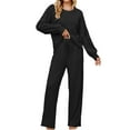 thumbnail image 1 of UVN Pajama Sets for Women Long Sleeve Lounge Set Ribbed Knit Sleepwear 2 Piece Pjs Soft Loungewear with Pockets, 1 of 9